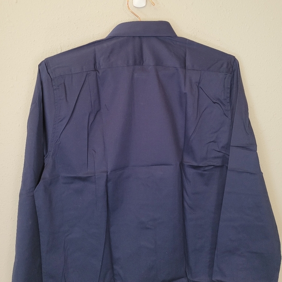DSTRCT & ROW Navy Slim Fit Button Front Long Sleeve Shirt Size M-SL - Picture 12 of 14